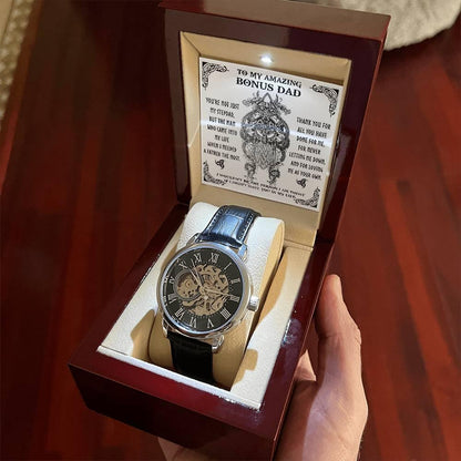 To My Amazing Bonus Dad You are not Just My Stepdad Men's Openwork Watch