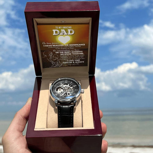 Gift for Dad - You Are My Guiding Light Men's Openwork Watch with Gift Box