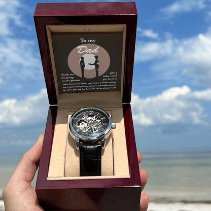 Dad Gift -The Greatest Gifts- Your Love, Time and Trust Men's Openwork Watch with Gift Box