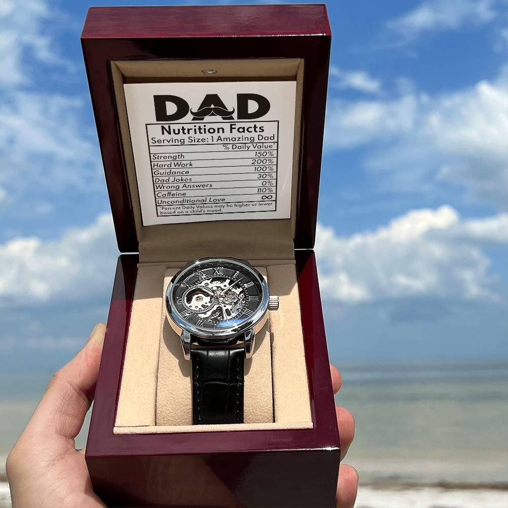 Dad Gift - Nutrition Facts Men's Openwork Watch with Gift Box