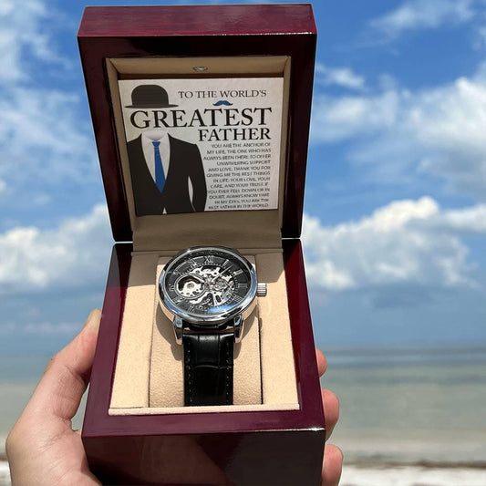 Dad Gift - You Are The Anchor in My Life Men's Openwork Watch with Gift Box