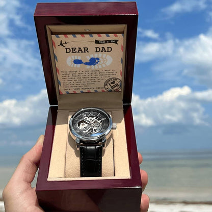 Dad Gift -Thanks for All The Embarrassing Dad Jokes and Dance Moves - Your Favorite Child Men's Openwork Watch with Gift Box