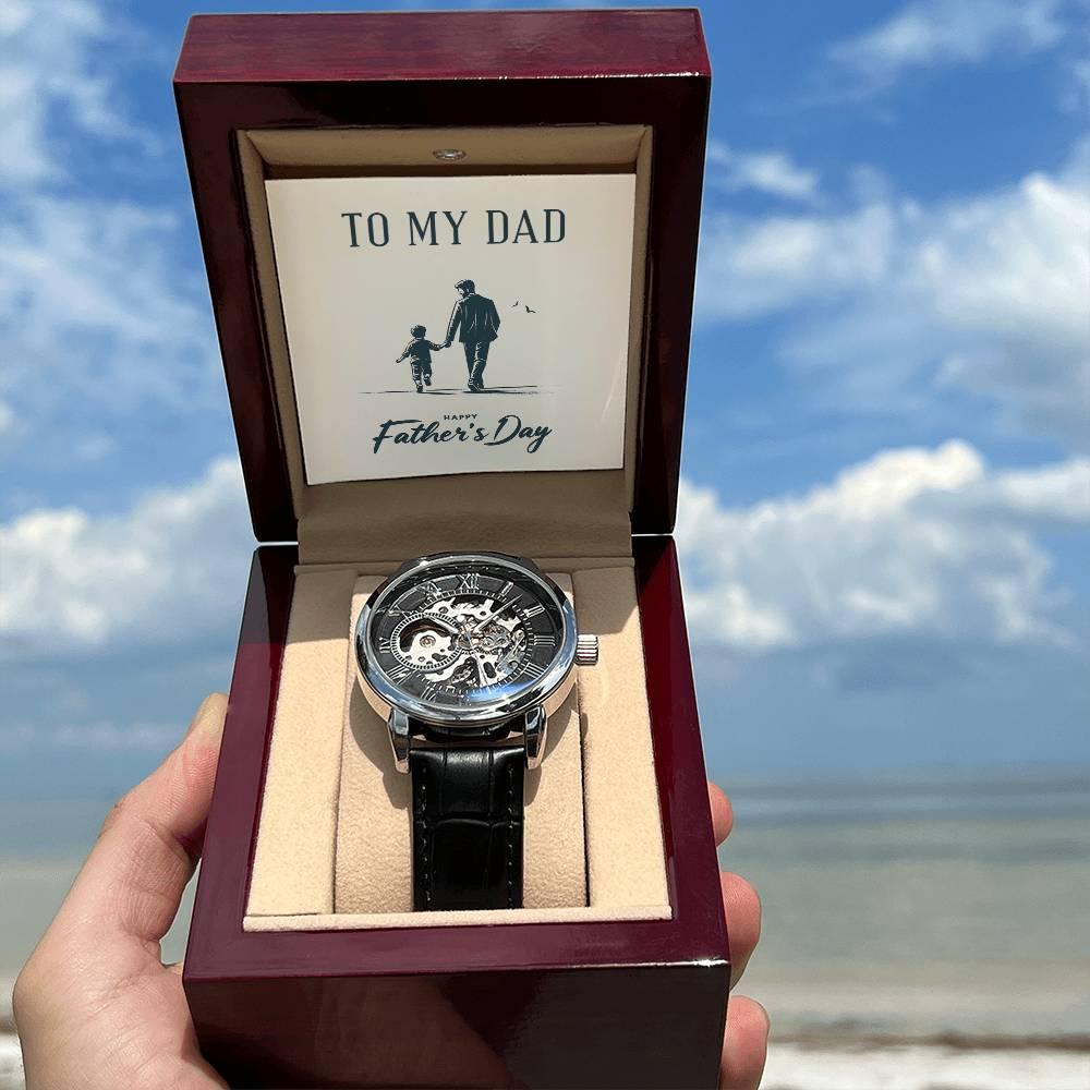 To My Dad Happy Father's Day Men's Openwork Watch with Gift Box