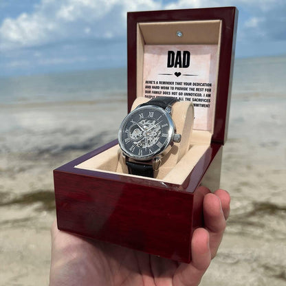 Dad, You Inspire Me - Happy Father’s Day Men's Openwork Watch with Gift Box