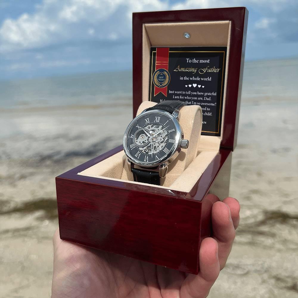 Dad Gift -We Don't Need To Say Out Loud I am You Favorite Child Men's Openwork Watch with Gift Box