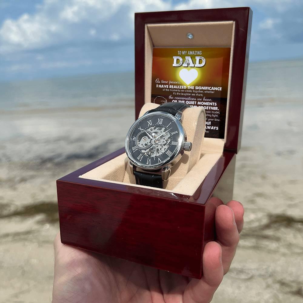 Gift for Dad - You Are My Guiding Light Men's Openwork Watch with Gift Box