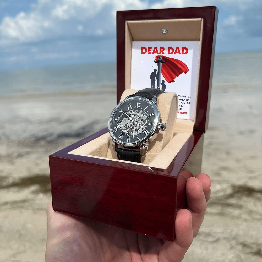 Dad Gift - You Are My Greatest Hero Men's Openwork Watch with Gift Box