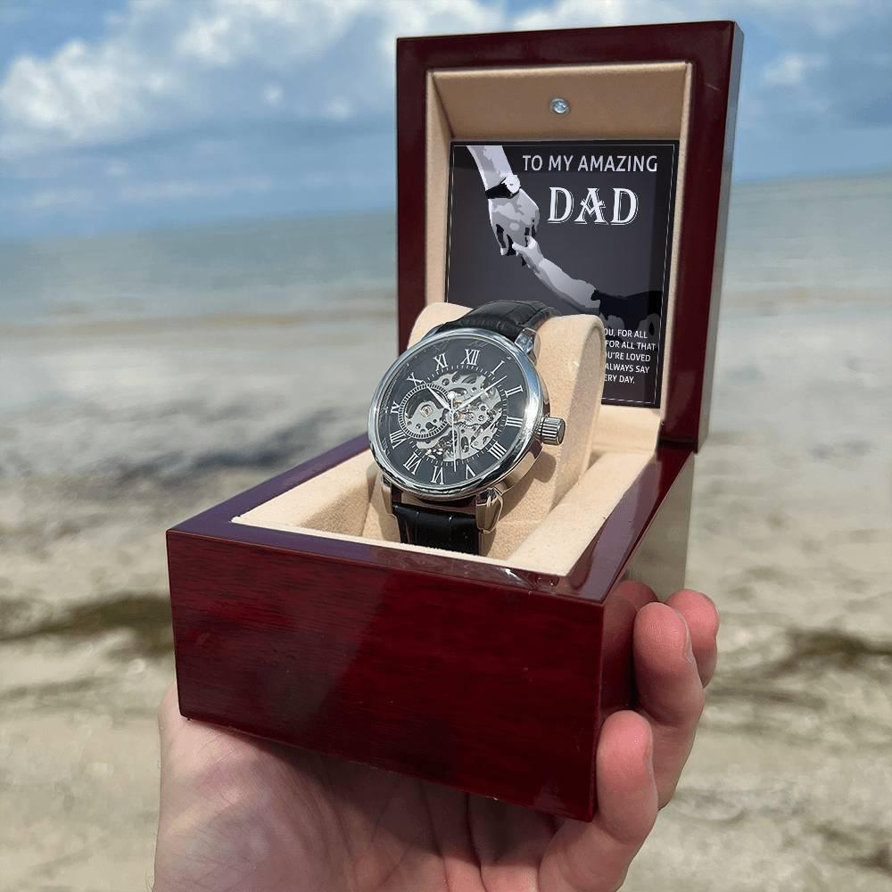 To My Amazing Dad Thank You Metal Chronograph Watch Men's Openwork Watch with Gift Box