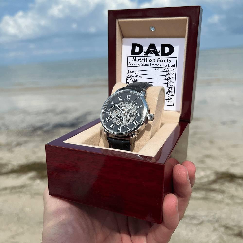 Dad Gift - Nutrition Facts Men's Openwork Watch with Gift Box