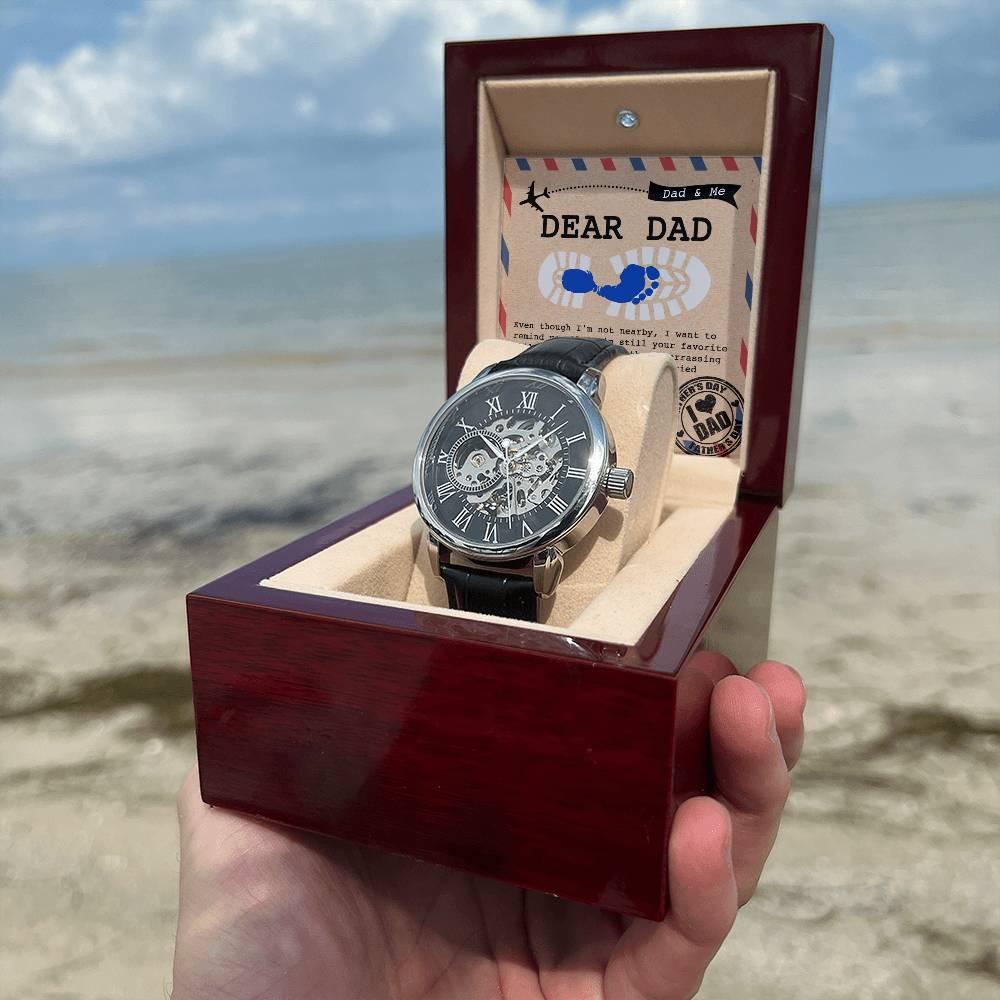 Dad Gift -Thanks for All The Embarrassing Dad Jokes and Dance Moves - Your Favorite Child Men's Openwork Watch with Gift Box