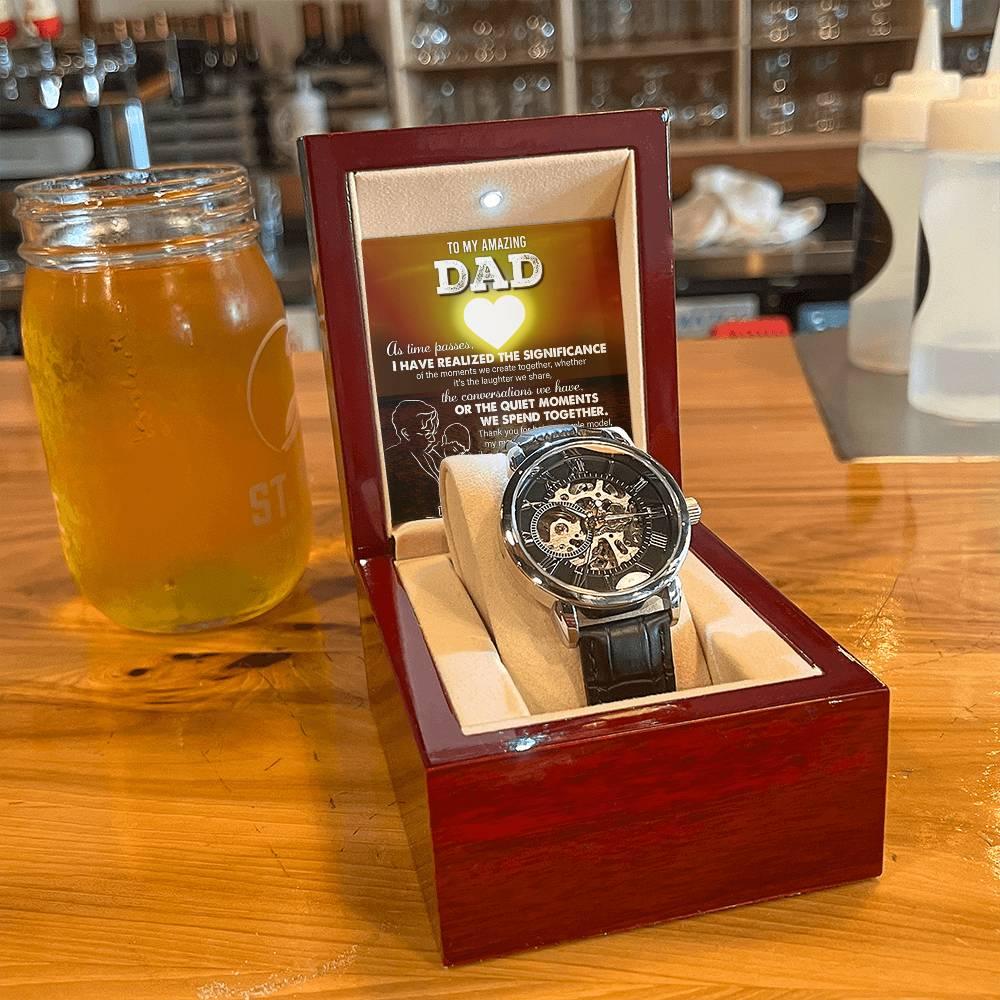 Gift for Dad - You Are My Guiding Light Men's Openwork Watch with Gift Box