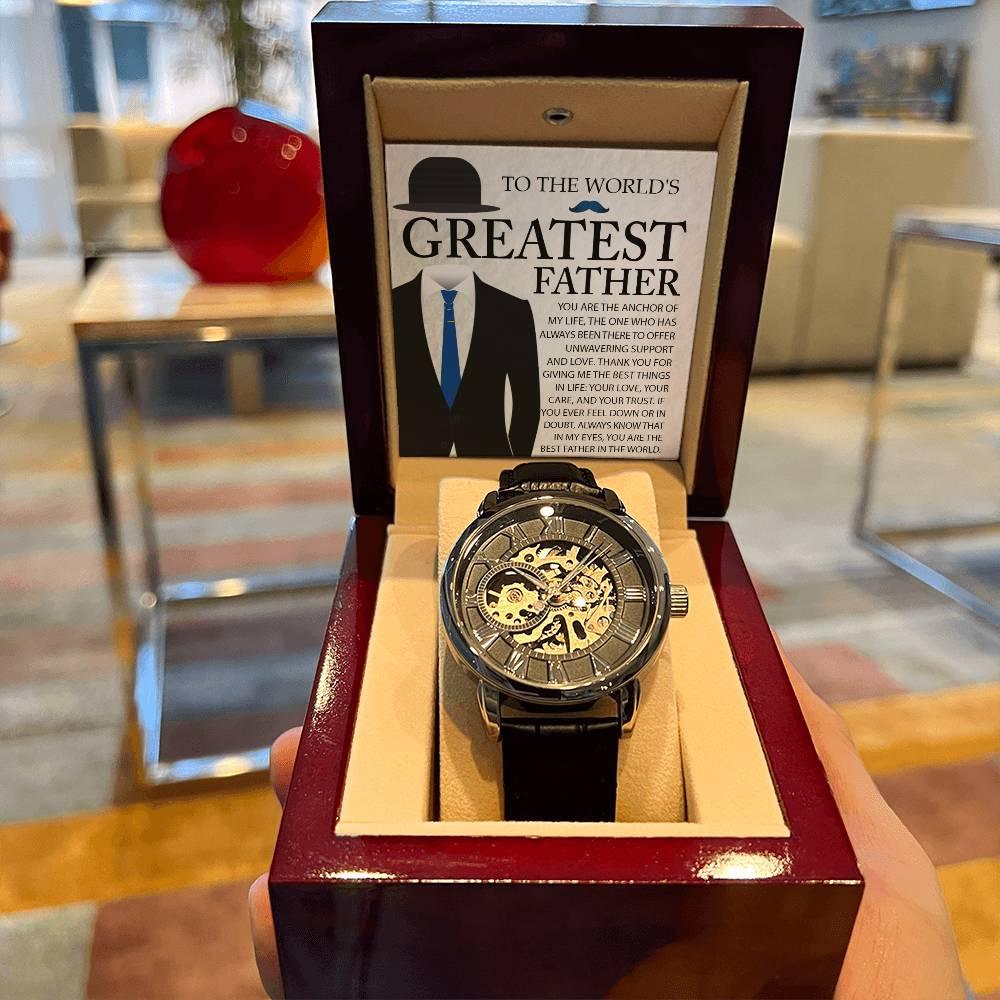 Dad Gift - You Are The Anchor in My Life Men's Openwork Watch with Gift Box