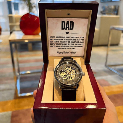 Dad, You Inspire Me - Happy Father’s Day Men's Openwork Watch with Gift Box