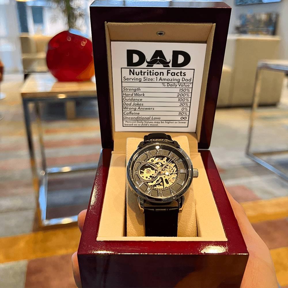 Dad Gift - Nutrition Facts Men's Openwork Watch with Gift Box