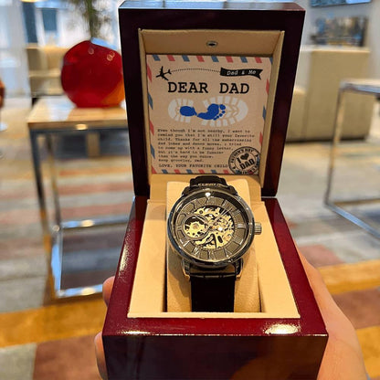 Dad Gift -Thanks for All The Embarrassing Dad Jokes and Dance Moves - Your Favorite Child Men's Openwork Watch with Gift Box