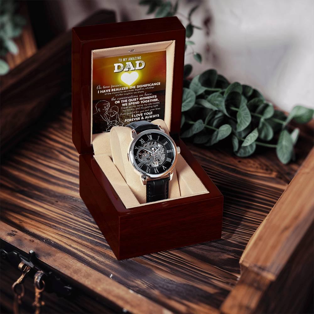 Gift for Dad - You Are My Guiding Light Men's Openwork Watch with Gift Box