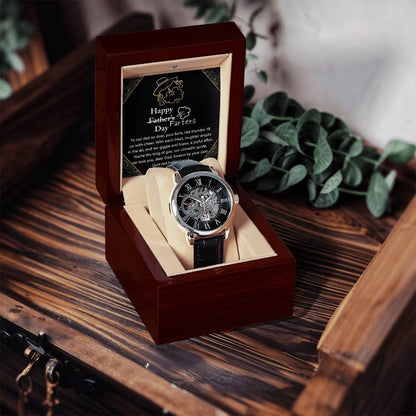 Dad Gift -Funny Happy Farter's Day Men's Openwork Watch with Gift Box