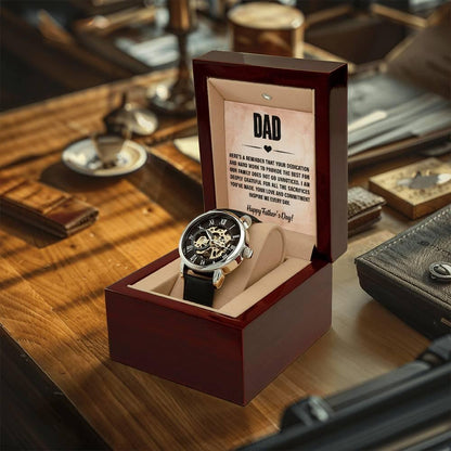 Dad, You Inspire Me - Happy Father’s Day Men's Openwork Watch with Gift Box