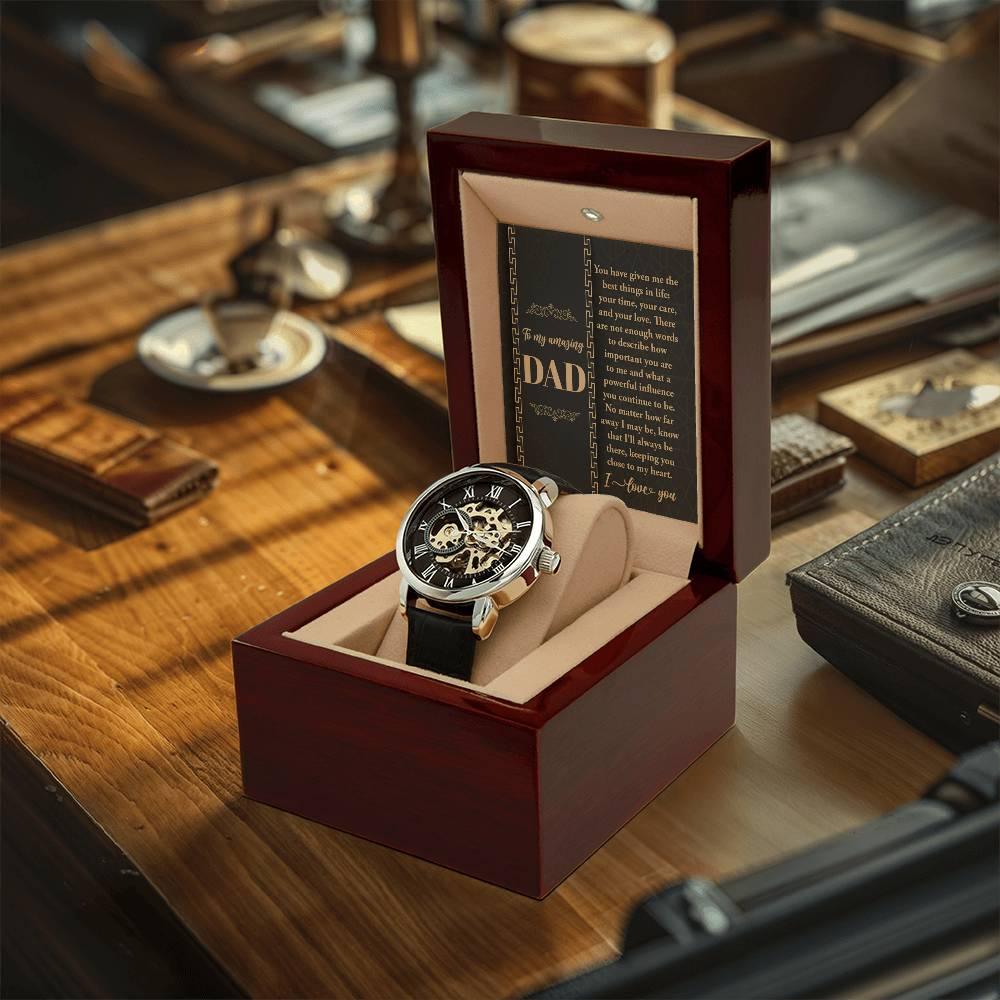 Dad You Have Given Me Your Time, Your Love Men's Openwork Watch with Gift Box