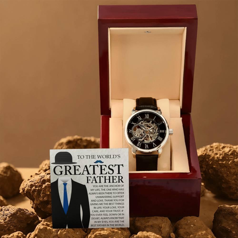 Dad Gift - You Are The Anchor in My Life Men's Openwork Watch with Gift Box