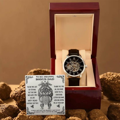 To My Amazing Bonus Dad You are not Just My Stepdad Men's Openwork Watch