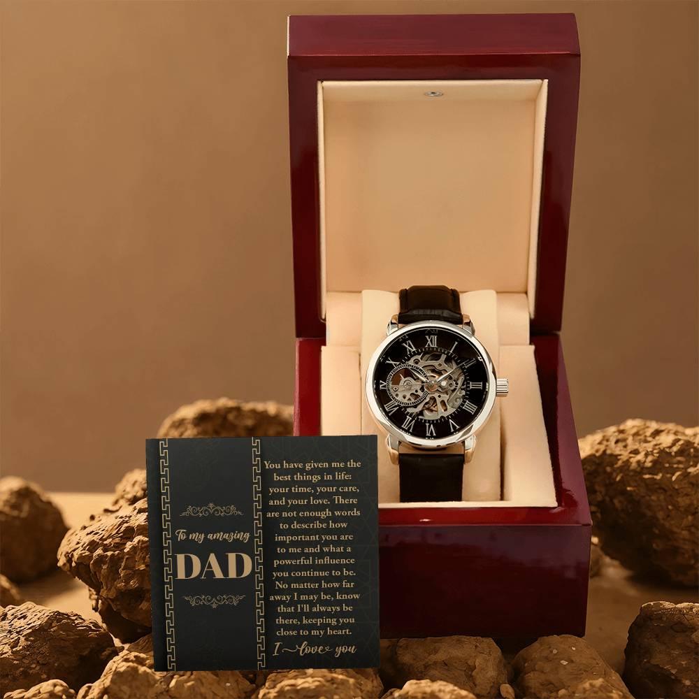 Dad You Have Given Me Your Time, Your Love Men's Openwork Watch with Gift Box