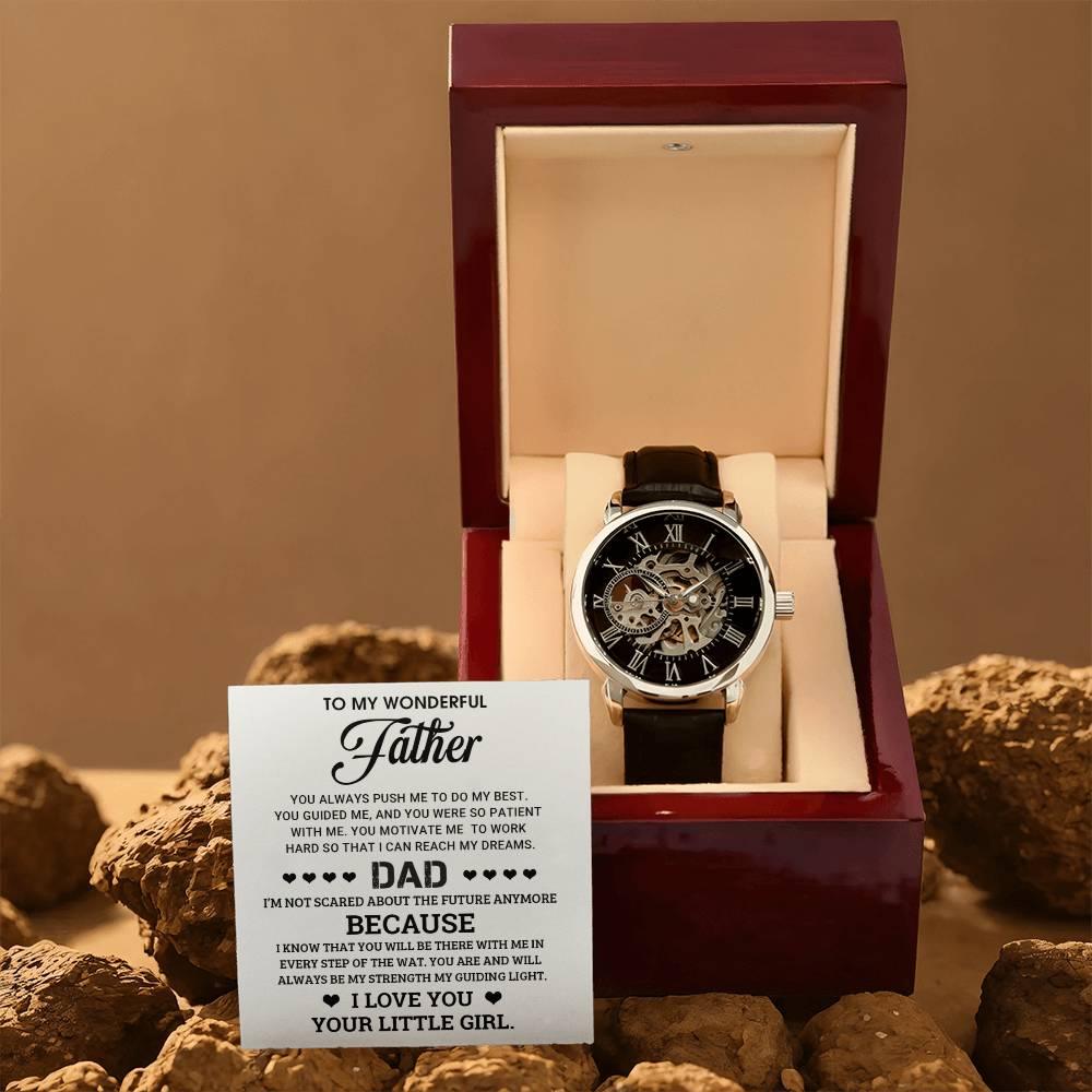 To My Wonderful Father You Are My Guiding Light Men's Openwork Watch with Gift Box