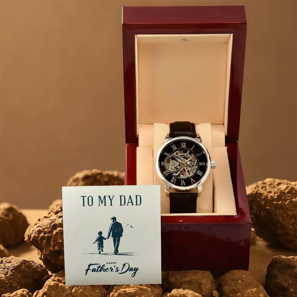 To My Dad Happy Father's Day Men's Openwork Watch with Gift Box