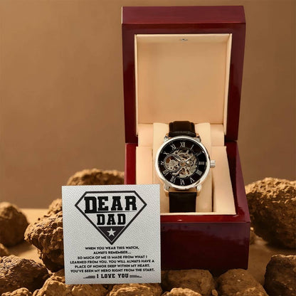 Dear Dad, You are my Hero Men's Openwork Watch