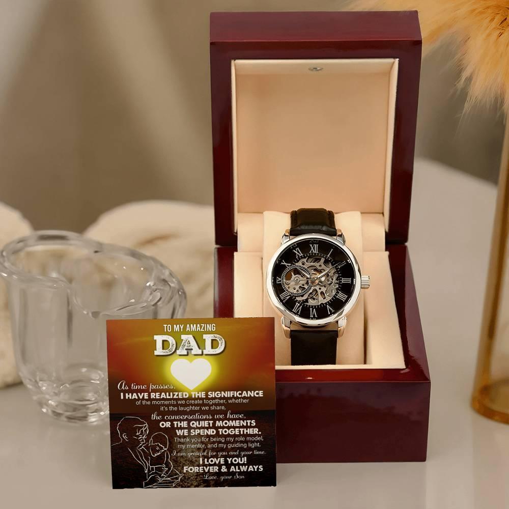 Gift for Dad - You Are My Guiding Light Men's Openwork Watch with Gift Box