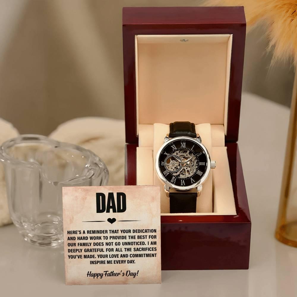 Dad, You Inspire Me - Happy Father’s Day Men's Openwork Watch with Gift Box