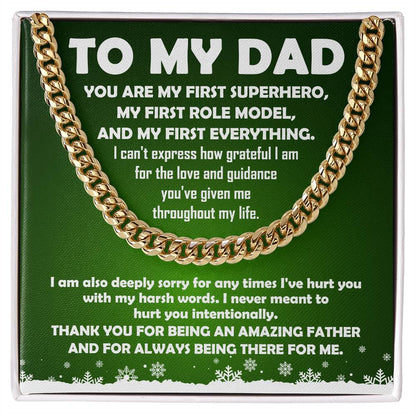 To My Dad - My First Superhero - Cuban Link Necklace