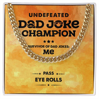 Dad Gift -Dad Joke Champion Cuban Chain Link Necklace with Gift Box