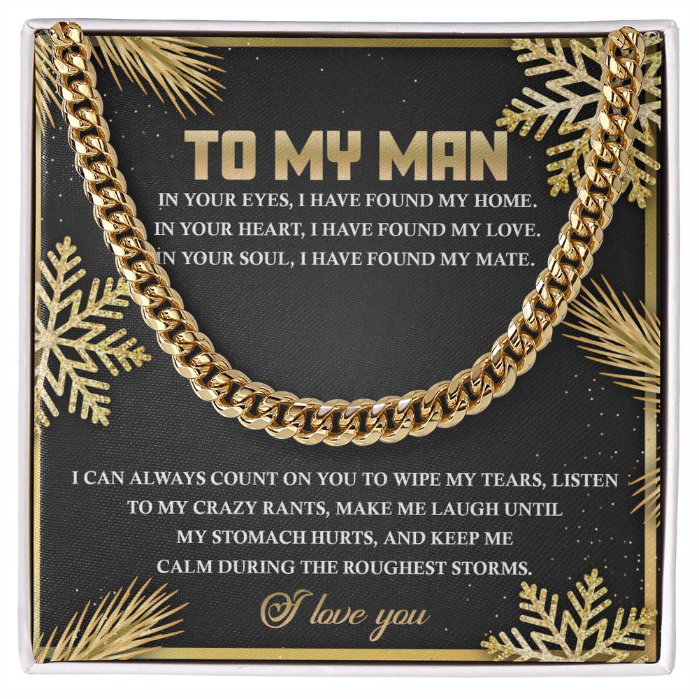 Gift for My Man - Found My Home - Cuban Link Chain Necklace