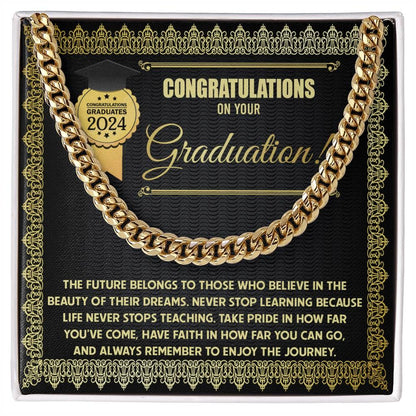 Graduation Gift for Him Take Pride in How Far You Have Come Cuban Chain Link Necklace