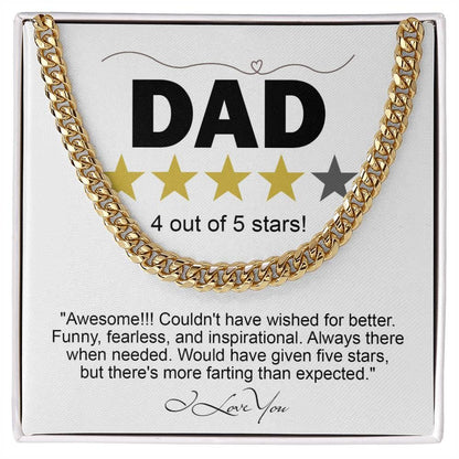 Funny Gift for Dad-Four out of Five Stars Cuban Chain Link Necklace with Gift Box