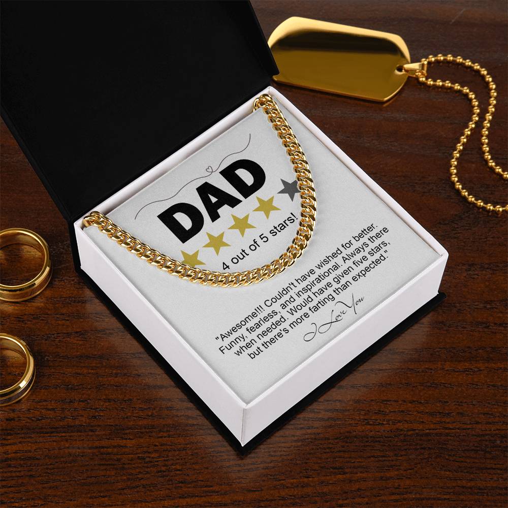 Funny Gift for Dad-Four out of Five Stars Cuban Chain Link Necklace with Gift Box
