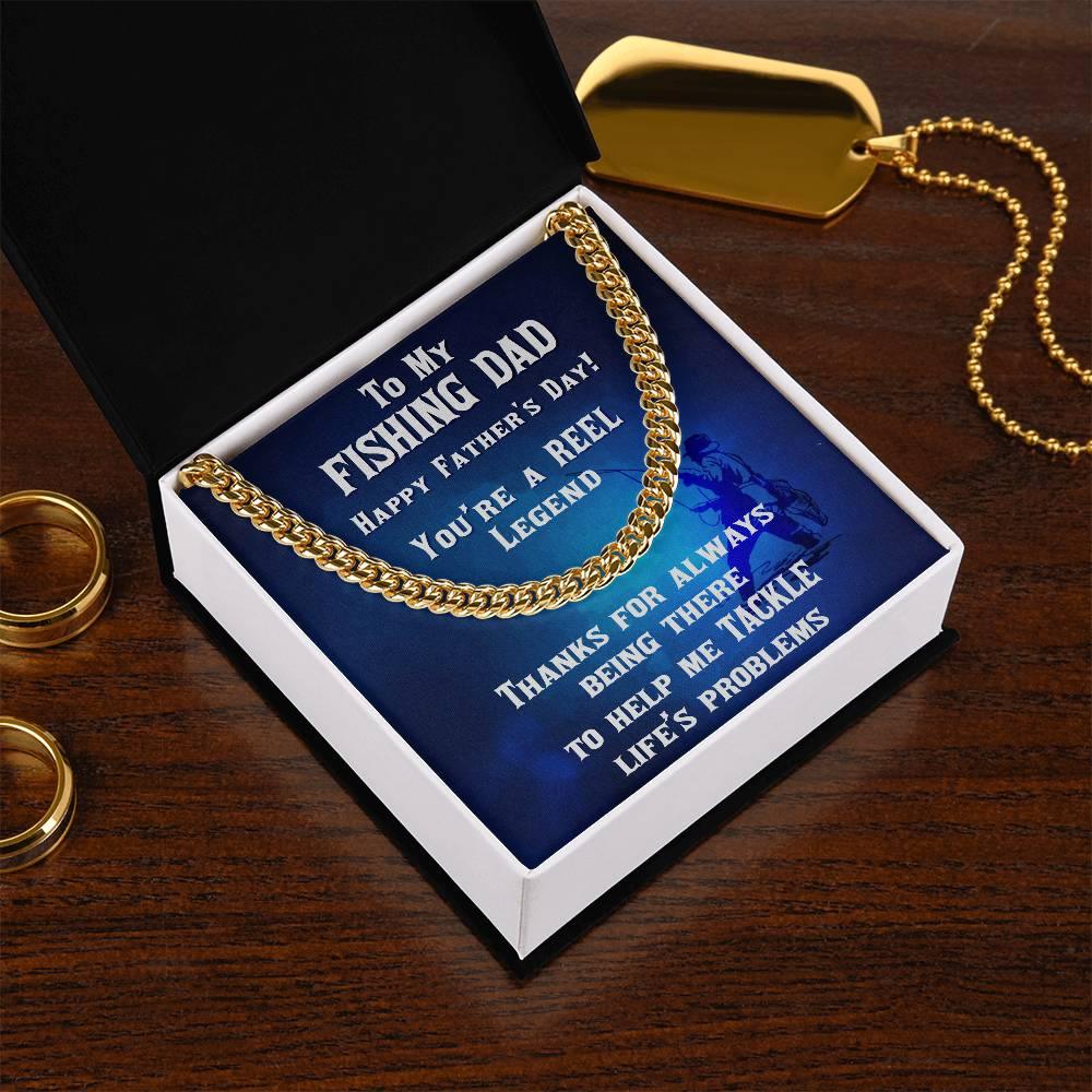 Fishing Dad Personalized Cuban Link Chain Necklace