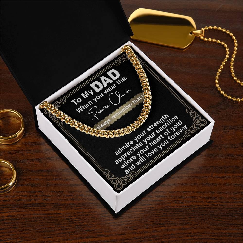 Gift for Dad - Promise Chain Cuban Chain Link Necklace with Gift Box