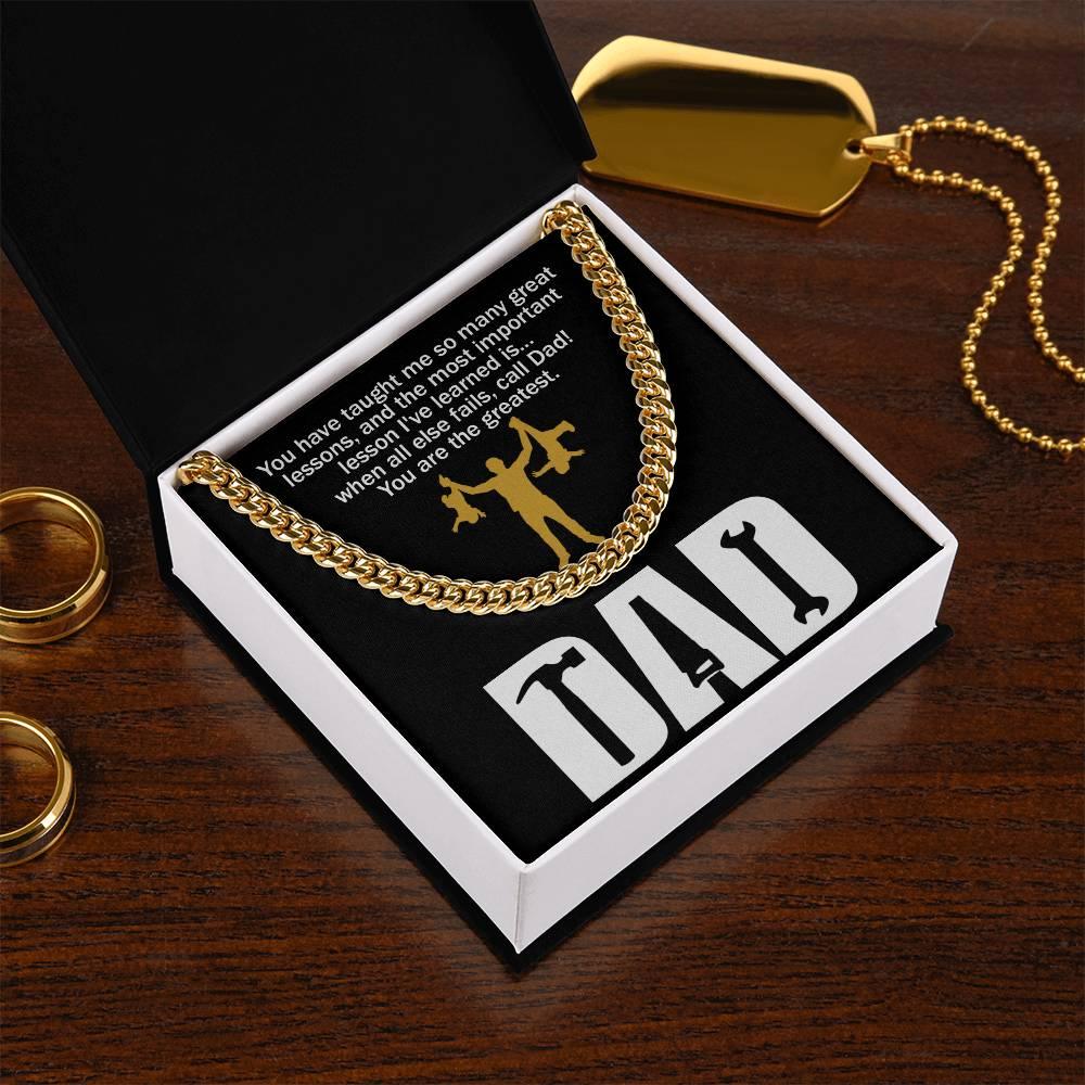 Dad Gift-When All Else Fails, Call Dad Cuban Chain Link Necklace with Gift Box