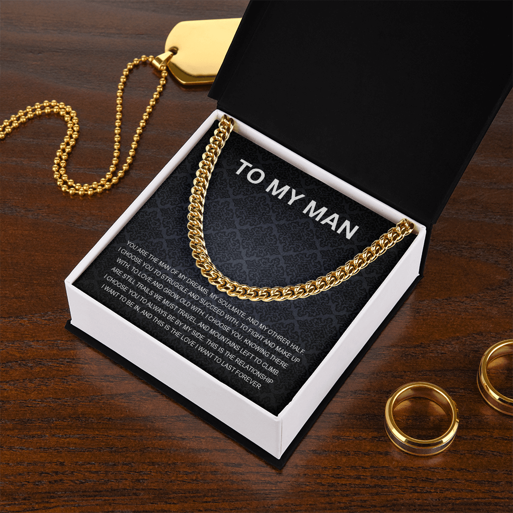 To My Man - My Soulmate - Personalized Cuban Chain Link Necklace