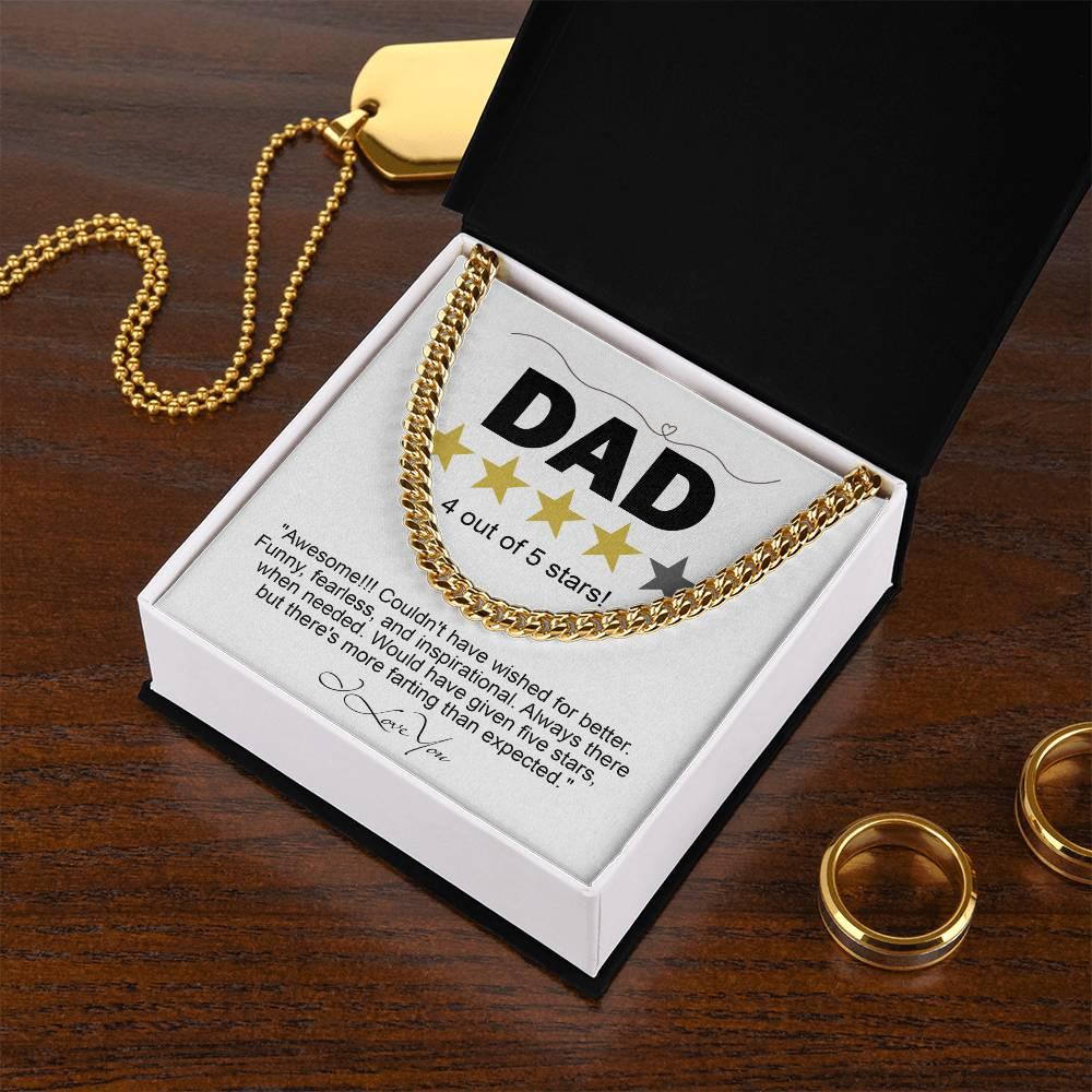 Funny Gift for Dad-Four out of Five Stars Cuban Chain Link Necklace with Gift Box