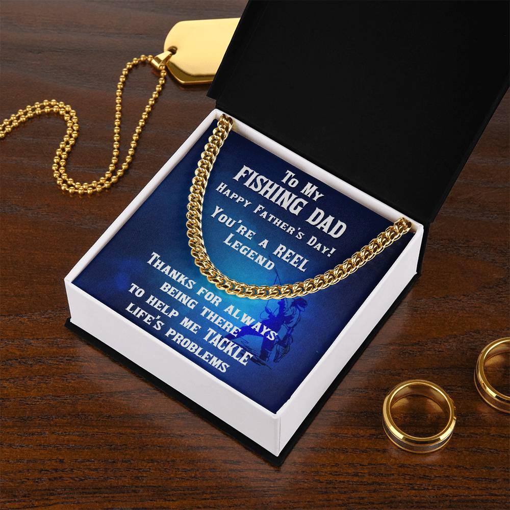 Fishing Dad Personalized Cuban Link Chain Necklace