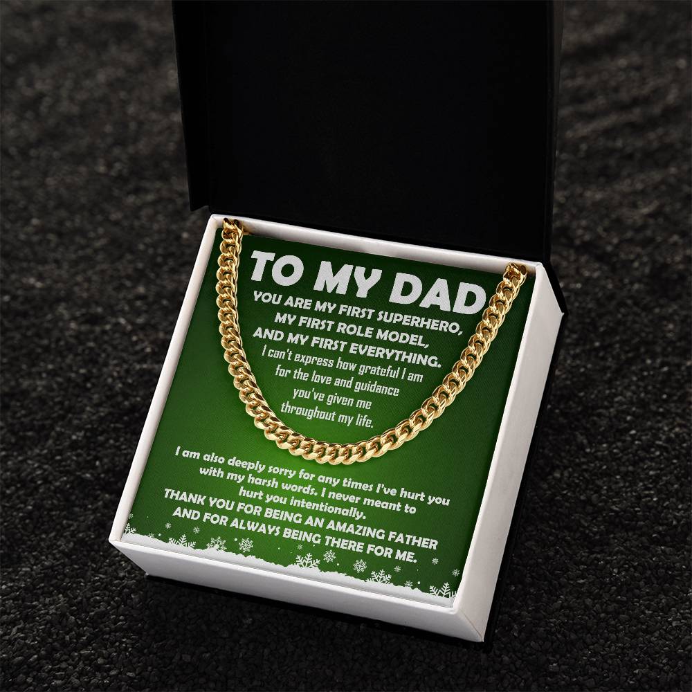 To My Dad - My First Superhero - Cuban Link Necklace