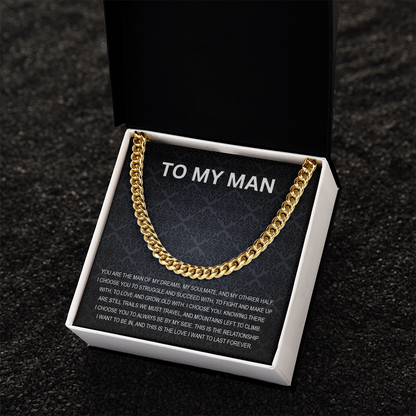 To My Man - My Soulmate - Personalized Cuban Chain Link Necklace