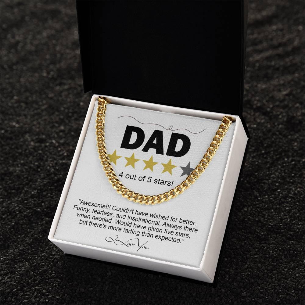 Funny Gift for Dad-Four out of Five Stars Cuban Chain Link Necklace with Gift Box