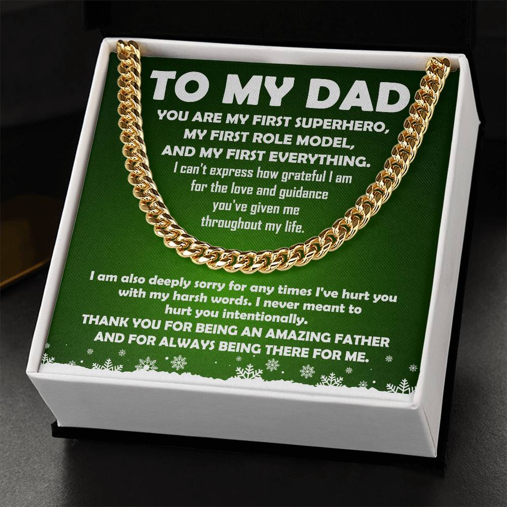 To My Dad - My First Superhero - Cuban Link Necklace