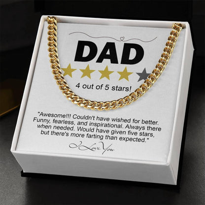 Funny Gift for Dad-Four out of Five Stars Cuban Chain Link Necklace with Gift Box