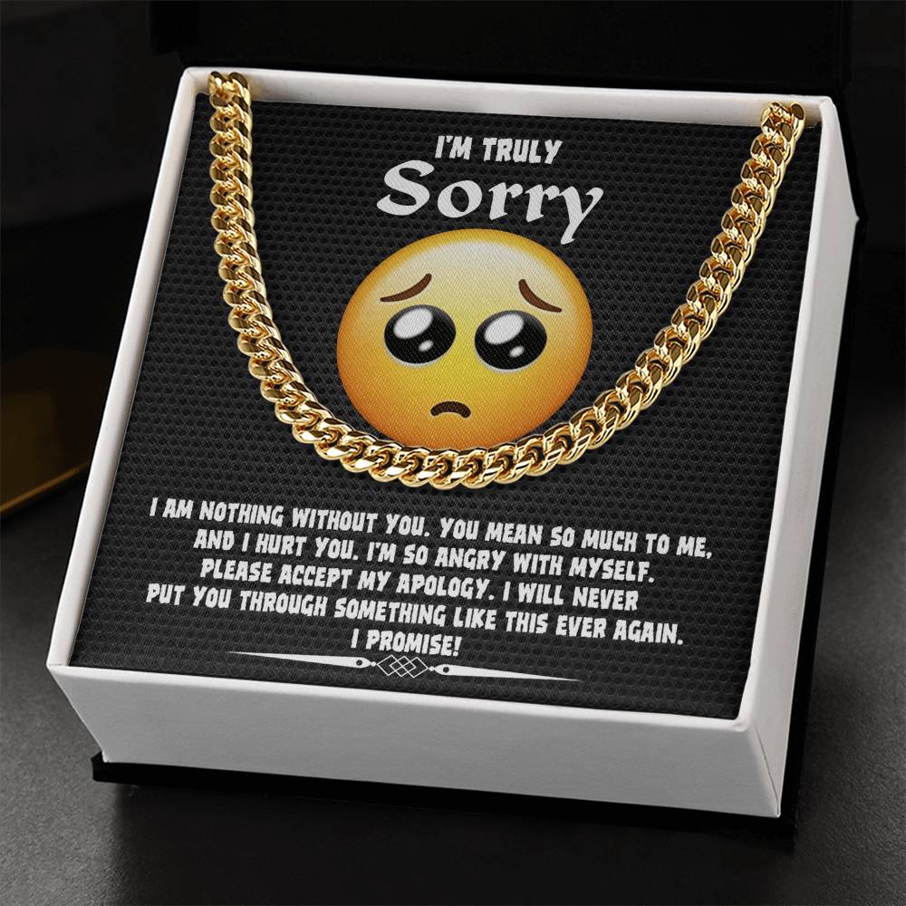 Apology Gift for Him-Sorry, Accept My Apology-Cuban Link Chain Necklace