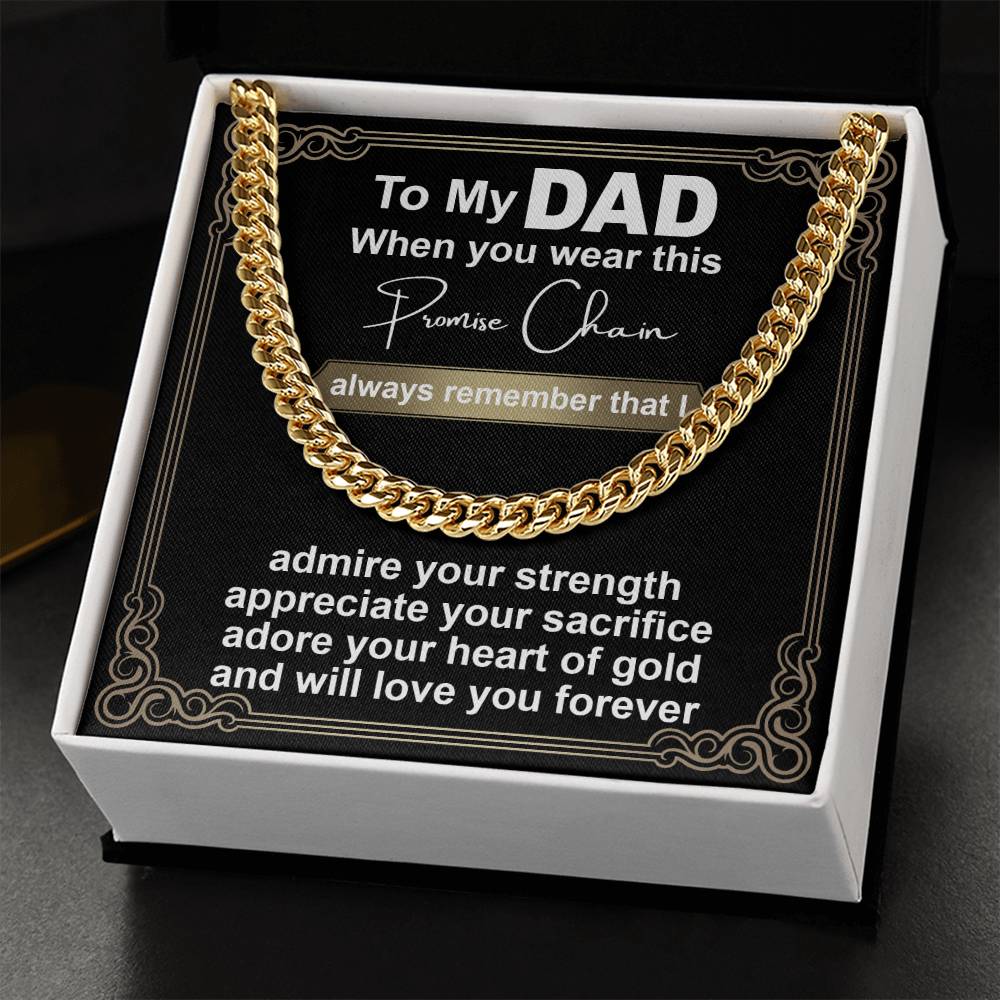 Gift for Dad - Promise Chain Cuban Chain Link Necklace with Gift Box